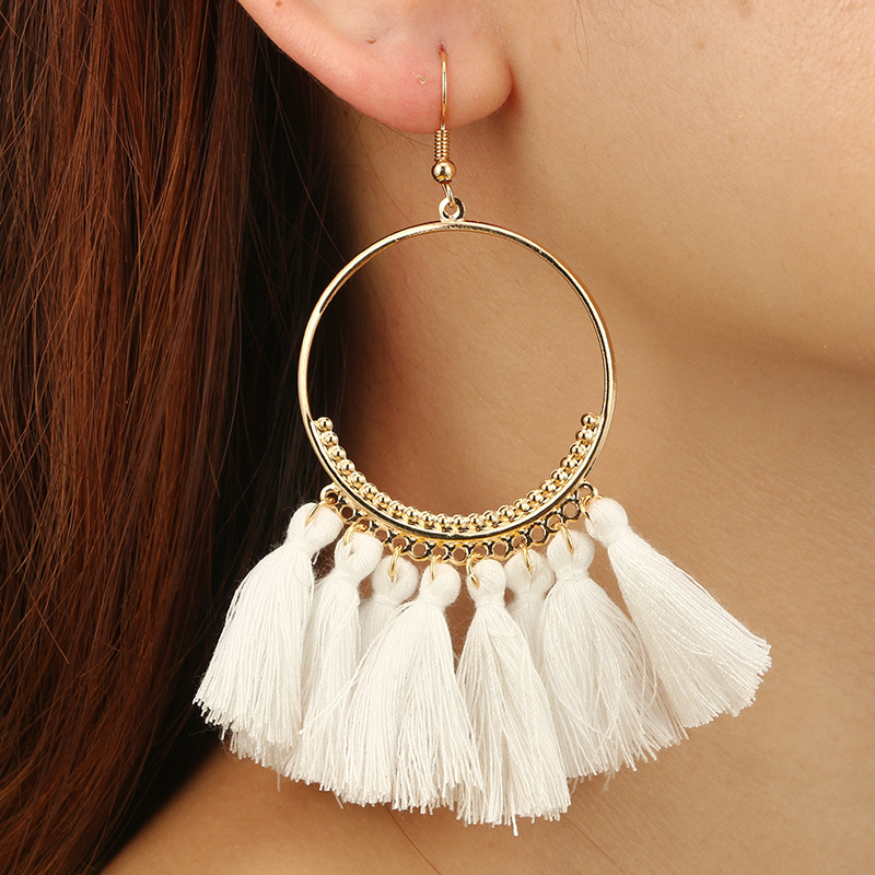 wholesale Europe and America Retro Ethnic style tassels Earrings Cross border fashion Bohemia circle Ear Studs earrings female