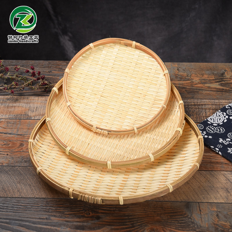manual weave Bamboo basket Drying Tea Bamboo sieve Dustpan household bread A snack Manufactor wholesale