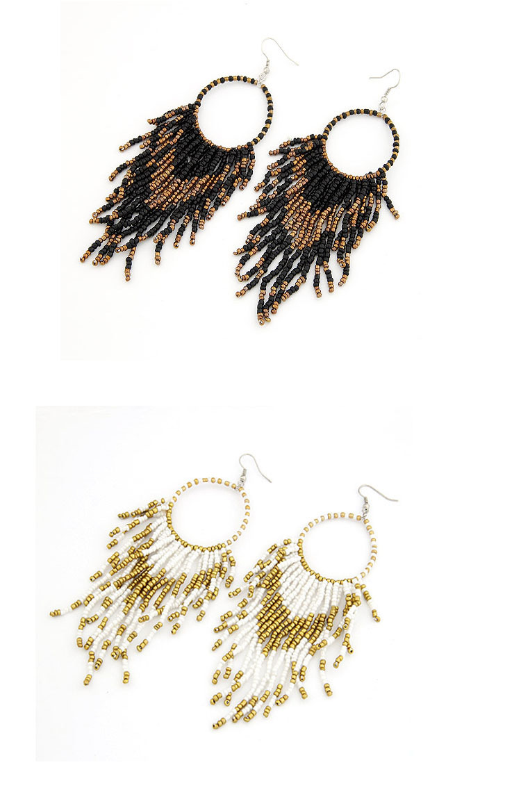 Bead Material Ethnic Style Tassel Bead Women's Drop Earrings