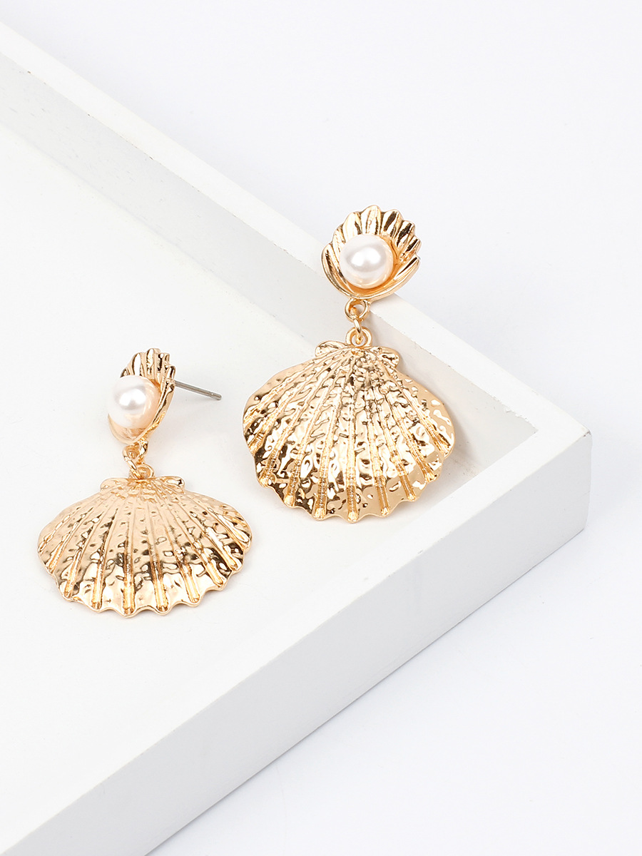 14g Weight No Inlaid Inlay Material Earrings Classification Copper Material Women'S Gender Rose Gold, Gold, Silver Color Hot-selling New Fashion Metal Gold-plated Shell Pearl Earrings For Women Wholesale 9