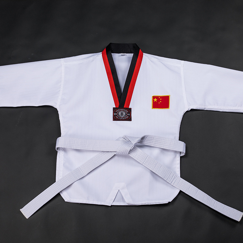 2018 new pattern stripe Tae Kwon Do Spring and summer Tae Kwon Do children adult Length Customized Tae Kwon Do