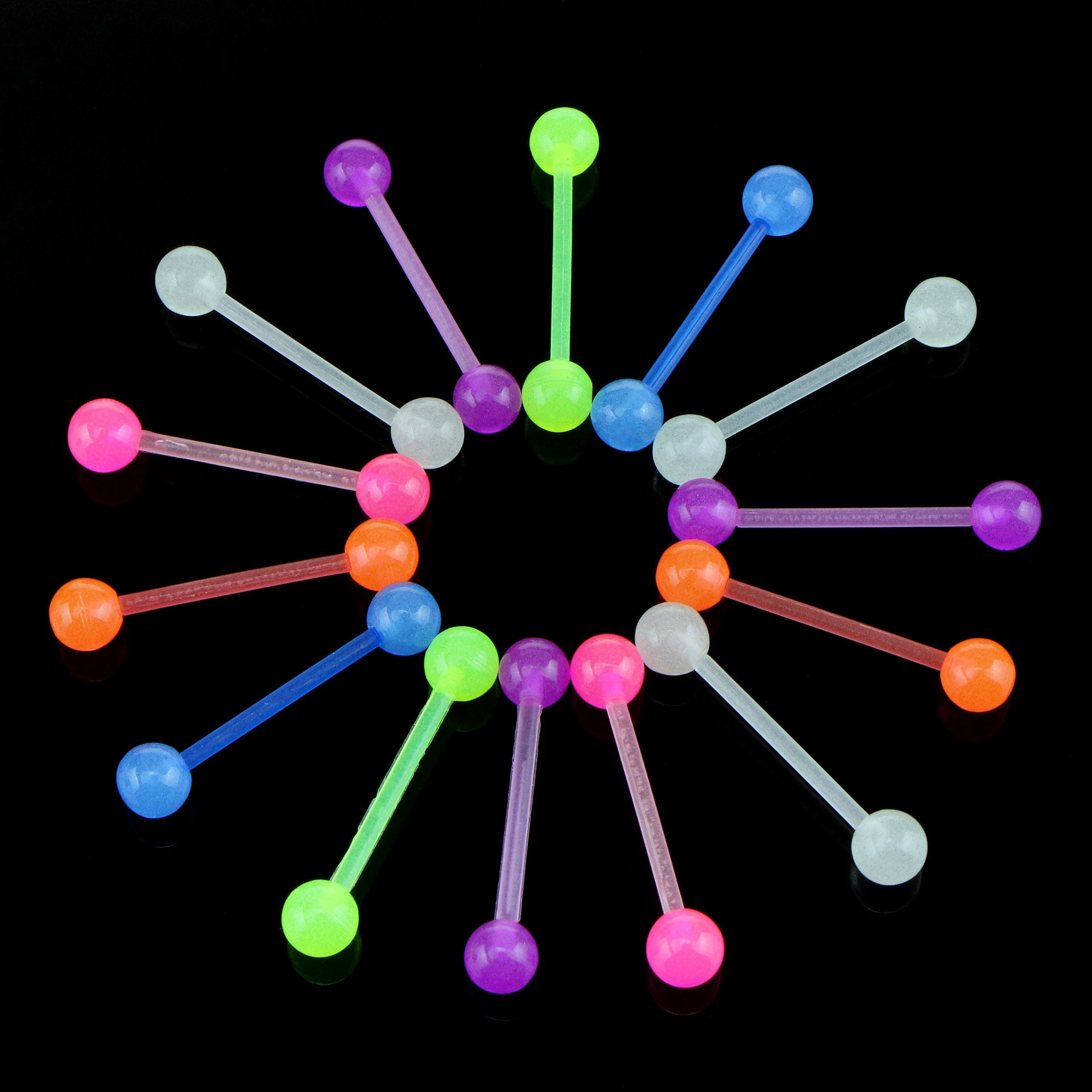 Фабрика мягкая печень акриловый светящийся смешанный цвет оптом прямой бар Штанга язык гвоздь Грудное кольцо ухо кость гвоздь шланг