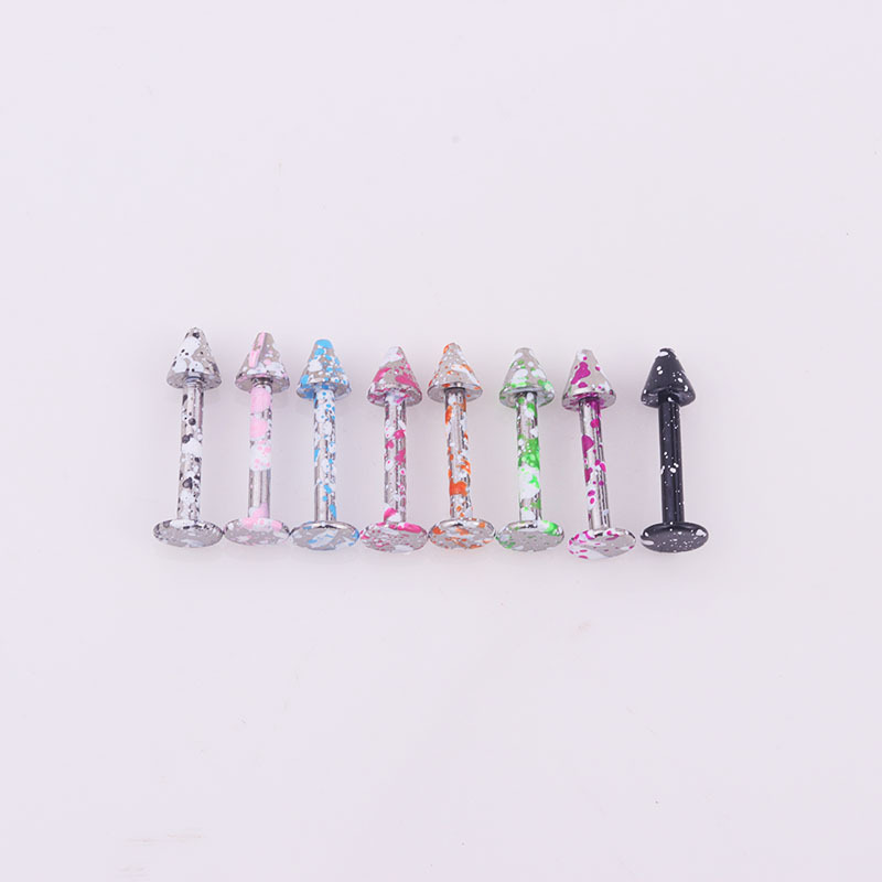 8-color Lacquered Stainless Steel Pointed Cone Lip Stud display picture 5