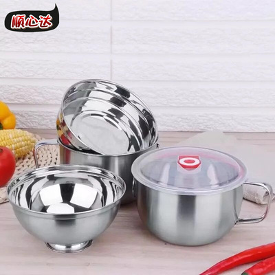 厂家直销不锈钢快餐杯 无磁加厚泡面碗 学生带盖保温饭盒礼品餐具