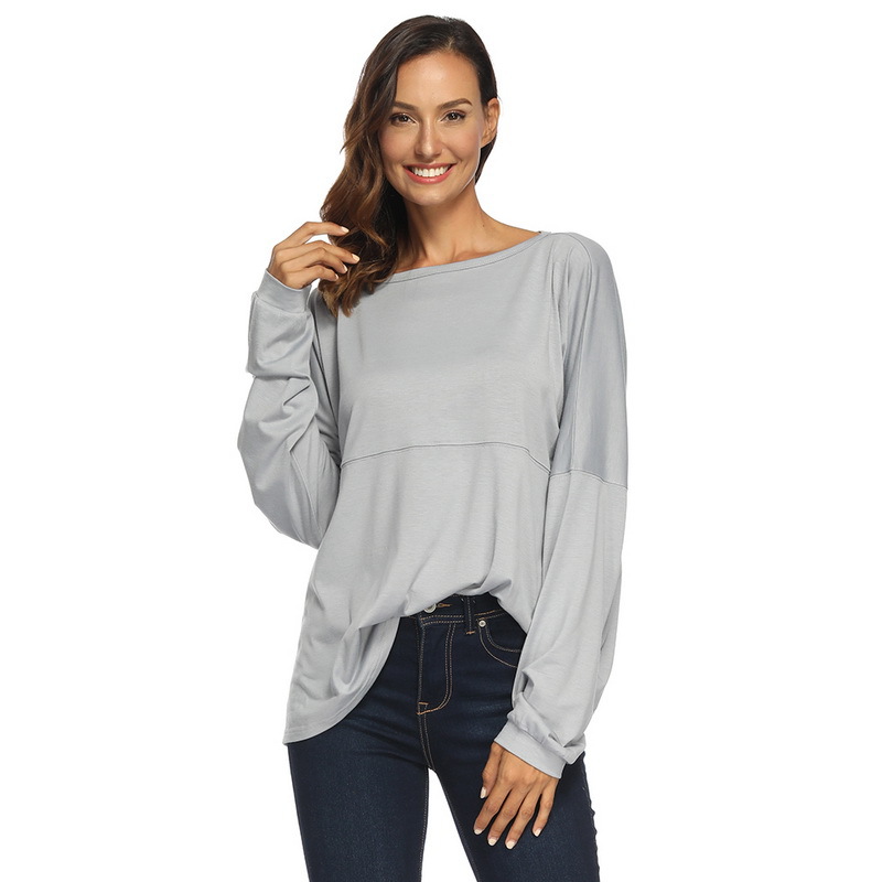Off Shoulder Irregular Hem T Shirt Loose Fit Puffed Sleeves Minimalist Design Casual Wear for All Seasons Wholesale