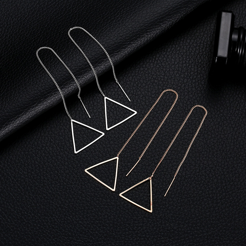 New creative Korean tassel geometric long triangle earringspicture23