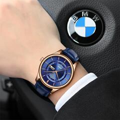 瑞之緣男士手錶廠家商務圓形石英表男表防水皮帶表機械潮流配飾表