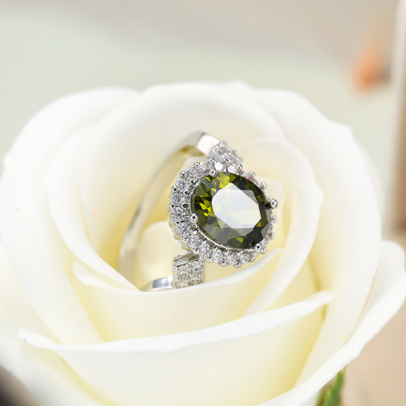 Retro Geometric Copper Plating Zircon Rings 1 Piece