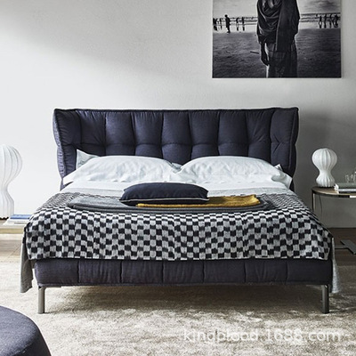 批发北欧布艺床卧室小户型家具现代简约1.8米实木双人床真皮软床