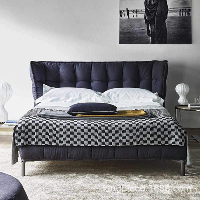 批发北欧布艺床卧室小户型家具现代简约1.8米实木双人床真皮软床