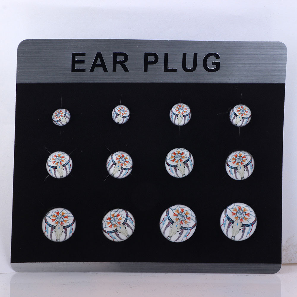 Trendy Punk Acrylic Ear Gauges Dropping Oil Logo Cylindrical Pulley Ear Expansion Tunnels 2022 Summer detail image 10