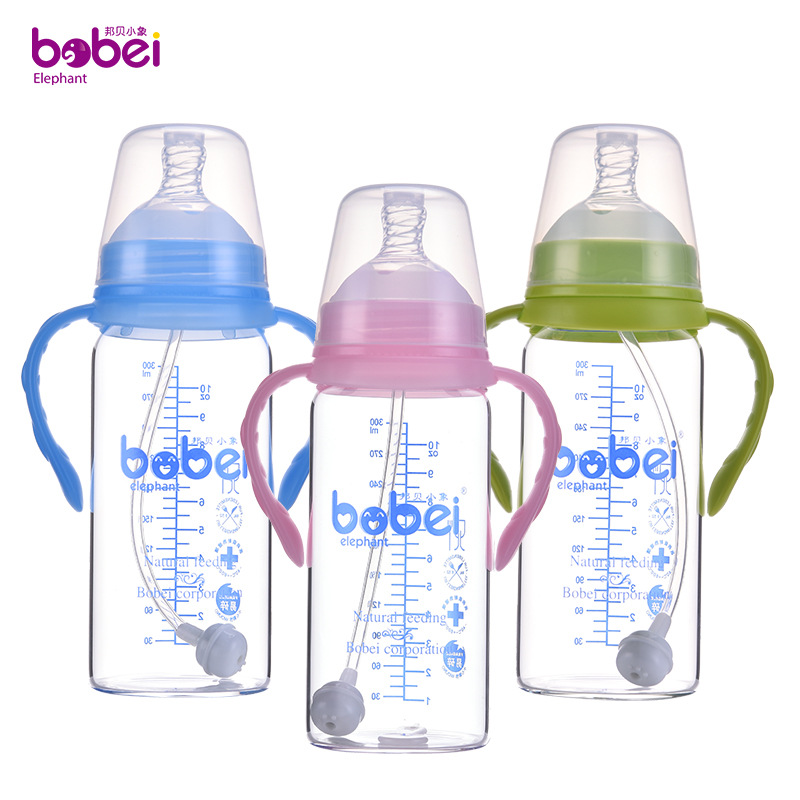 邦贝小象厂家直销宽口有柄自动圆弧240ml|ms