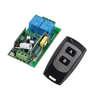 220V 宽电压无线遥控开关配防水2键无线遥控器 2通道继电器开关
