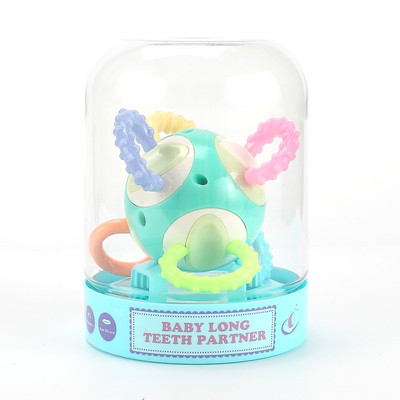 新款硅胶旋转式婴幼儿牙胶球 磨牙宝宝摇铃手抓球 益智玩具批发|ms