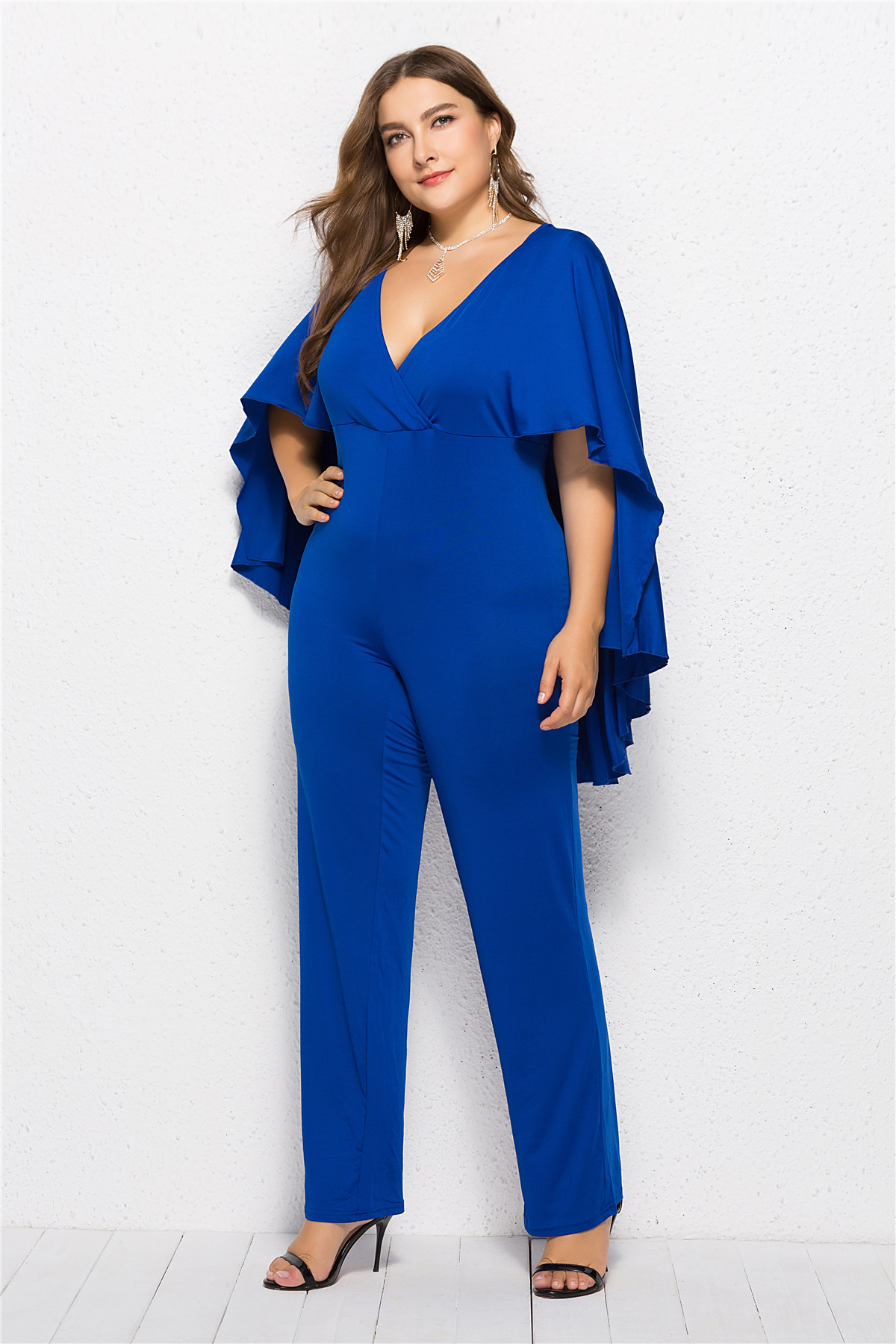 sexy loose bat sleeve V-neck jumpsuit NSLM33271