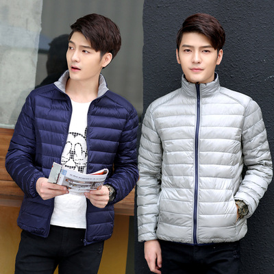 2020 Autumn and winter new pattern Light and thin Down Jackets Men's Stand collar Wear both sides leisure time have cash less than that is registered in the accounts Easy Large Two-sided coat