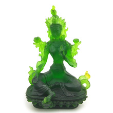 水晶琉璃佛像 佛堂寺廟供奉水琉璃綠度母佛像