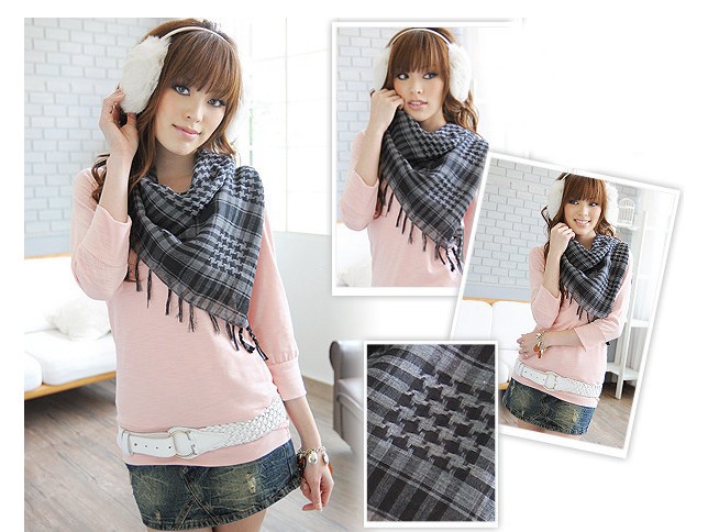 Unisex Fashion Lattice Cotton And Linen Tassel Cotton Linen Scarves display picture 2