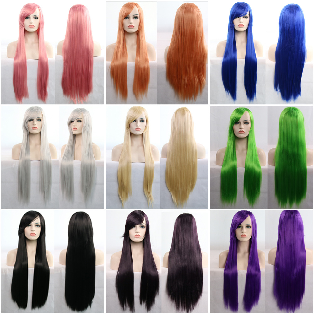 Anime wig cosplay Role Playing colour cos Harajuku wind 80cm Long straight hair Amazon Selling