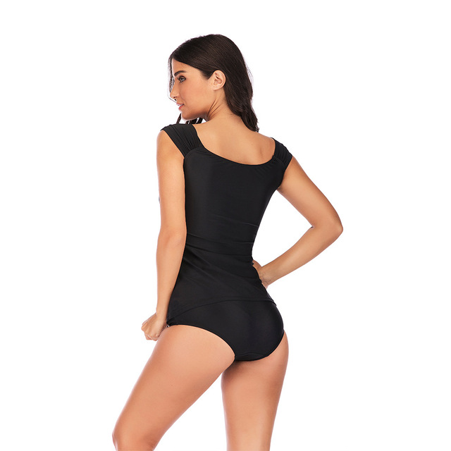 New fattening swimsuit conservative slim plain color swimsuit