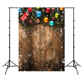 新款圣诞节背景布怀旧木板墙3D摄影背景影棚儿童摄影幕布外贸出口