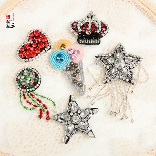 手工钉水钻布贴五角星心形服装配件辅料衣服包包鞋子补丁DIY贴花