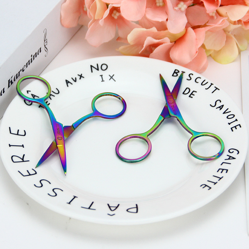 Tijeras de corte de cejas de belleza al por mayor de belleza de acero inoxidable tijeras de cejas resistentes al desgaste herramientas de corte de cejas