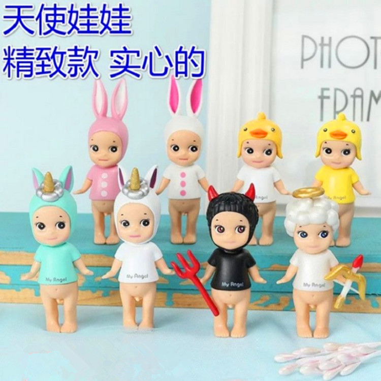 창조적 인 천사와 악마 유니콘 PVC 솔리드 케이크 베이킹 DIY 장식 생일 선물 장식품