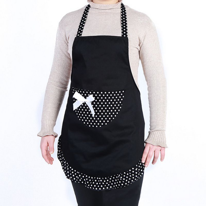 圍裙廠家韓版可愛公主全棉圍裙時尚格子天藍(lán)色美甲美容圍裙工作服