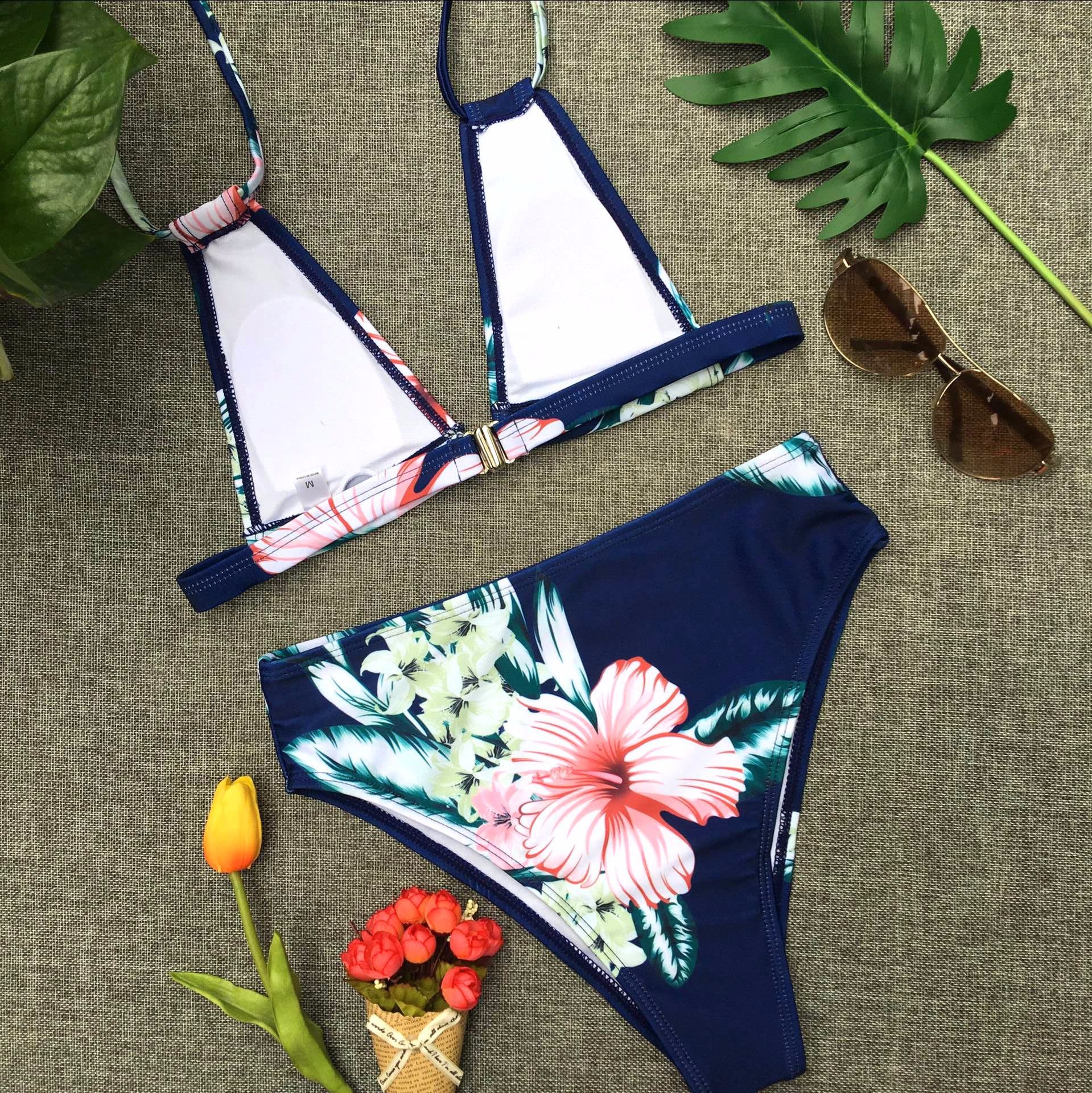 printing high waist split bikini two-piece swimsuit nihaostyles wholesale clothes NSCMB96891