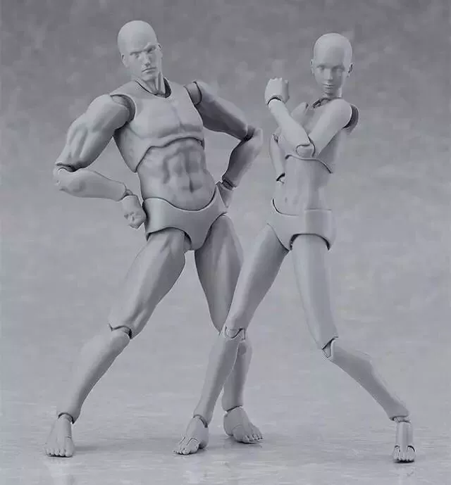 Тело артикулированной фигуры (Figma) Молодежное издание 2.0 — серебристо‑серый оттенок кожи, база с 13 см позируемая