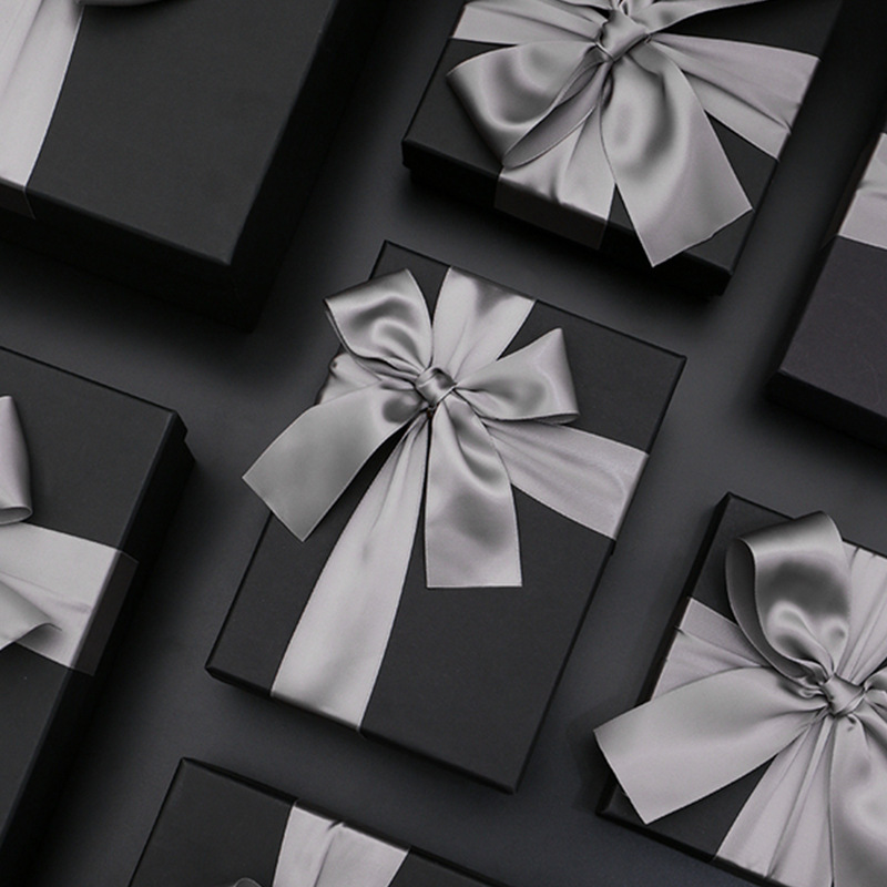 black Gift box A birthday present ins Packaging box originality silk ribbon Gift box suit currency Carton wholesale