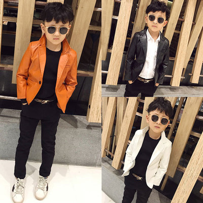 Children's leather suit 2020 children leather clothing Autumn and winter new pattern singleton Small suit Manufactor Direct selling Become damp