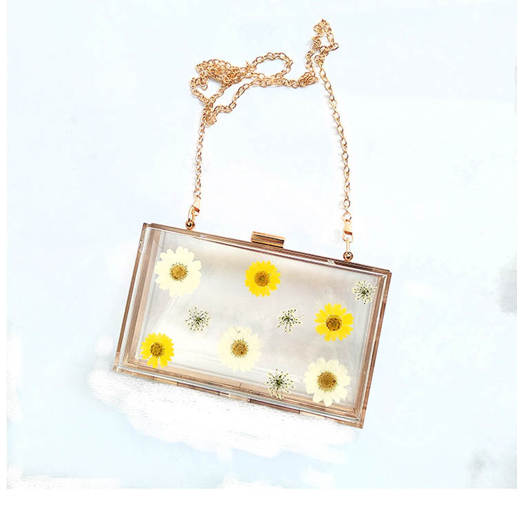 欧美爆款亚克力包包 各种晚宴滴胶真花手拿包 迷你透明宴会女包