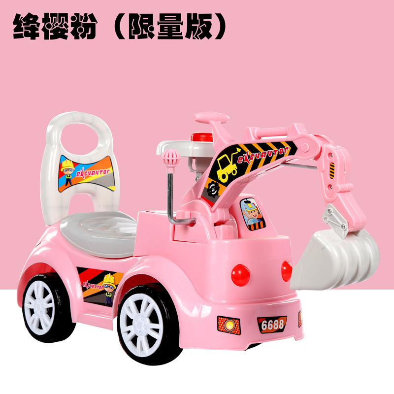 Scooter eléctrico para niños con música, excavadora, carro de torsión, juguete, carro de ingeniería, gran capacidad de montaje, excelente