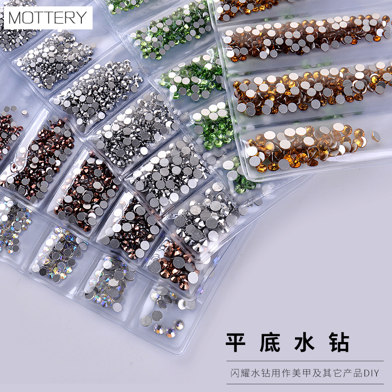 跨境专供美甲饰品钻 美甲配件平底钻玻璃水钻大小分装国贸A钻37款|ms