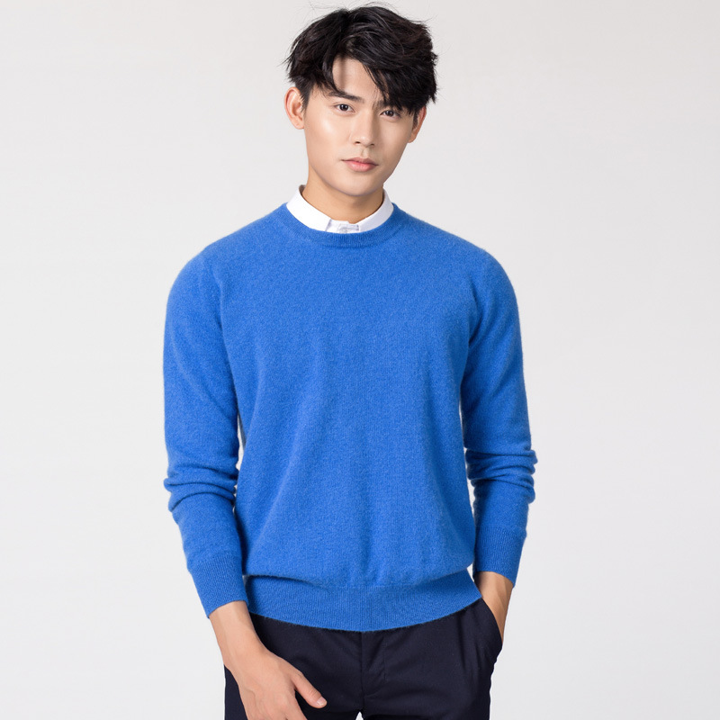 2018秋季新款羊绒衫男圆V领 合体形纯色韩版套头长袖羊绒衫 。|ms