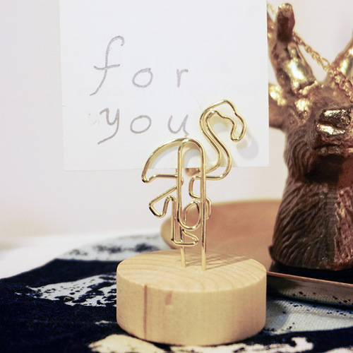 3 golden metal wire log message holders, fresh tropical rainforest wrought iron style note holders and photo holders