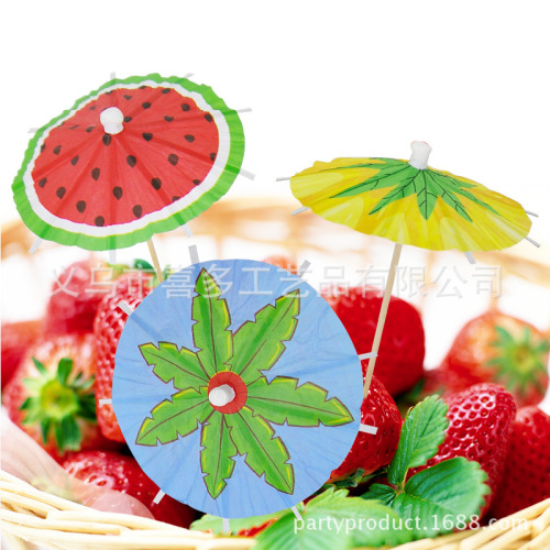 Summer theme party decorations watermelon paper umbrella sign small flower umbrella sign fruit sign drink juice cocktail sign