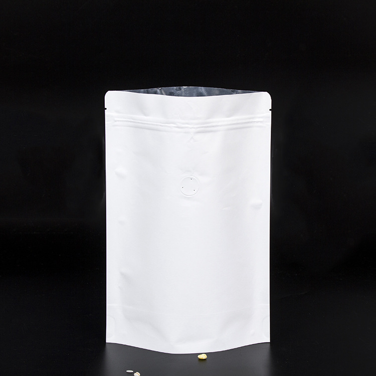 定 制白牛皮纸单向透气阀包装袋 食品咖啡豆自立自封包装袋