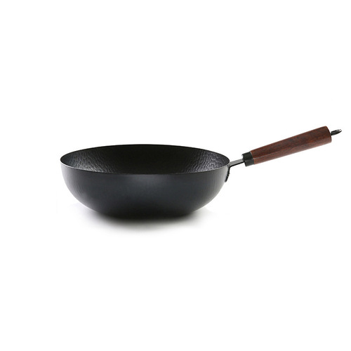 Household old-fashioned pure iron wok without coating, stir-frying pan featured in 
