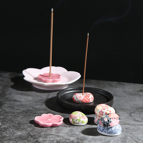 Ceramic incense plate incense stand cherry blossom incense standing incense broad bean incense seat stand incense burner incense holder Japanese style