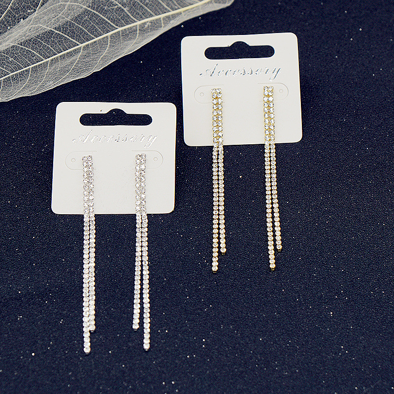 12g Weight Copper Ear Needle Material 1 Pair Simple Style Geometric Plating Copper Rhinestones Drop Earrings