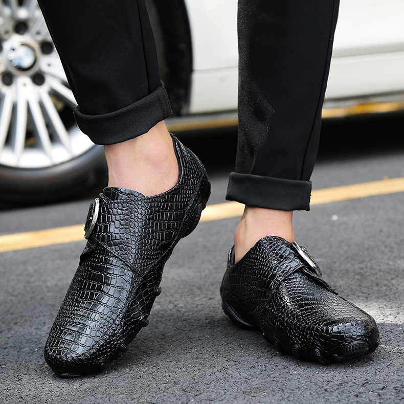 Men's crocodile pattern casual leather shoes
