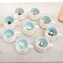 创意陶瓷马克杯 可爱卡通立体萌物动物牛奶咖啡杯子情侣对杯水杯