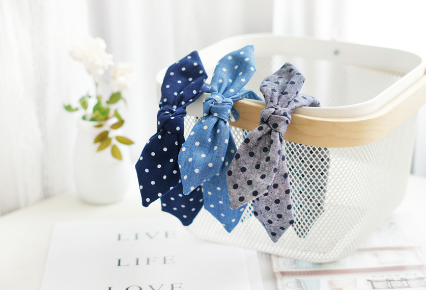 Comfortable Full Cloth Wrapper Hair-hoop Headband Polka Dot Cotton Fabrics Bow Headband Korean Style Styling Rabbit Ears Hair Hoop display picture 1