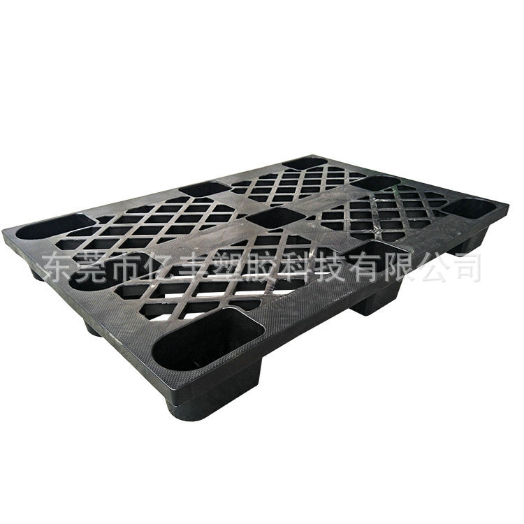 1212一次性黑色塑料托盘网格九脚货柜地台板出口塑胶卡板运输出货