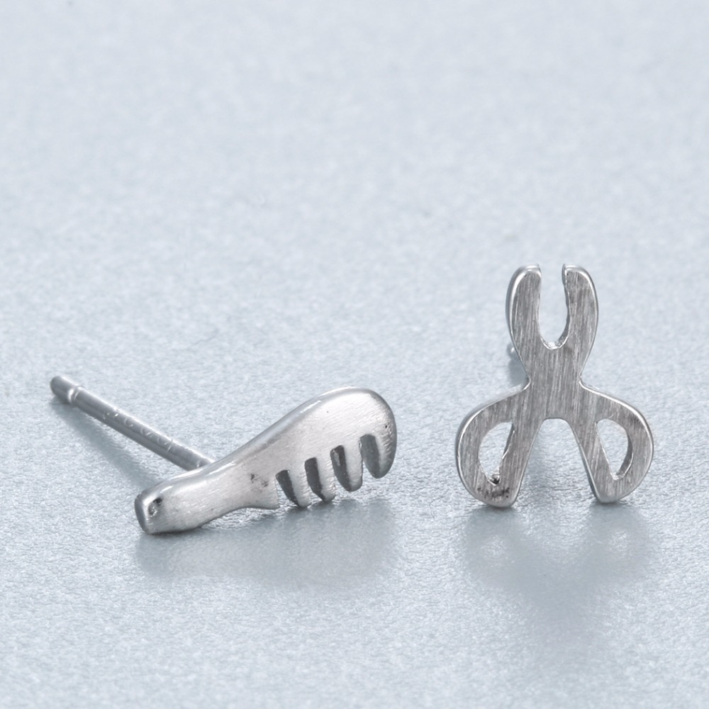 Simple Asymmetric Comb Scissors Stud Earrings display picture 15