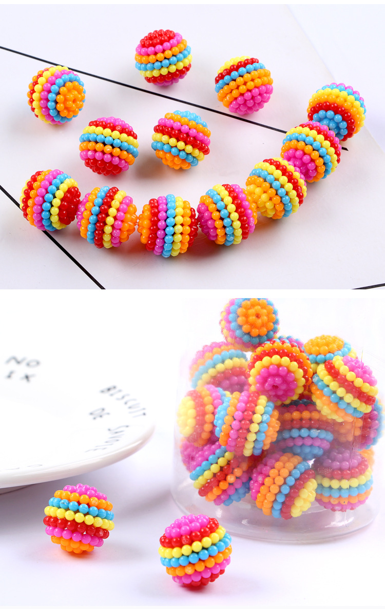 Acrylic jewelry accessories, rainbow-colored bayberry balls, detachable handcrafted headwear, wedding bride flower ball type wholesale detail image 9