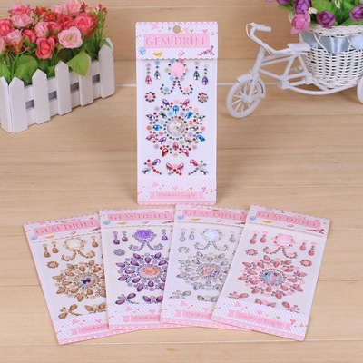 宝石贴定制 亚克力 手机贴纸创意diy珍珠儿童卡通玫瑰花珍珠钻贴|ru